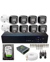 Kit CFTV Intelbras 8 Câmeras VHD 3220b Full Color e Áuidio Dvr Alta Performance 8ch Hd 1Tera