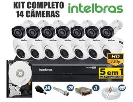 Kit CFTV Intelbras Completo 14 Câmeras AHD 720P DVR 16 Canais C/Hd Kit CFTV Intelbras Completo 14 Câmeras AHD 720P DVR 16 Canais C/Hd