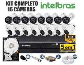 Kit CFTV Intelbras Completo 16 Câmeras AHD 720P DVR 16 Canais C/Hd Kit CFTV Intelbras Completo 16 Câmeras AHD 720P DVR 16 Canais C/Hd