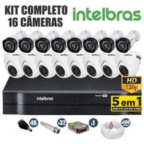 Kit cftv intelbras completo 16 câmeras ahd 720p dvr 16 canais Kit cftv intelbras completo 16 câmeras ahd 720p dvr 16 canais