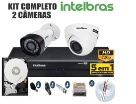 Kit CFTV Intelbras Completo 2 Câmeras AHD 720P DVR 4 Canais C/Hd