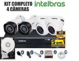 Kit CFTV Intelbras Completo 4 Câmeras AHD 720P DVR 4 Canais C/Hd Kit CFTV Intelbras Completo 4 Câmeras AHD 720P DVR 4 Canais C/Hd