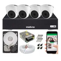 Kit cftv intelbras completo 4 câmeras dome 1120d hd 500gb Kit cftv intelbras completo 4 câmeras dome 1120d hd 500gb