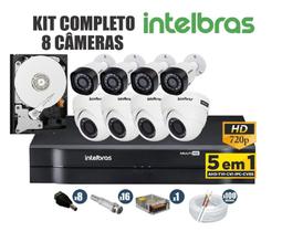 Kit CFTV Intelbras Completo 8 Câmeras AHD 720P DVR 8 Canais C/Hd Kit CFTV Intelbras Completo 8 Câmeras AHD 720P DVR 8 Canais C/Hd