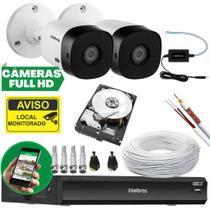 Kit CFTV Intelbras Full HD 2 Câmeras 1080p, DVR 4 Canais e HD 500GB