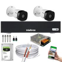 Kit CFTV Intelbras HD 2 Câmeras VHC 1120B DVR MHDX 3004-C C/HD 1 TB Kit CFTV Intelbras HD 2 Câmeras VHC 1120B DVR MHDX 3004-C C/HD 1 TB