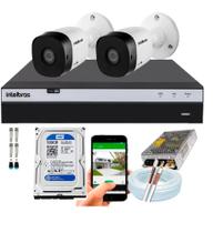Kit CFTV Intelbras HD 2 Câmeras VHC 1120B DVR MHDX 3104 C/HD 500gb