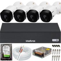 Kit CFTV Intelbras HD 4 Câmeras VHL 1120B DVR MHDX 3104c HD 250gb