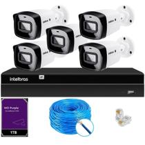Kit CFTV Intelbras NVR 1408P 5 Câmeras IP e HD 1TB Purple