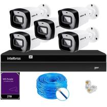 Kit CFTV Intelbras NVR 1408P 5 Câmeras IP e HD 2TB Purple