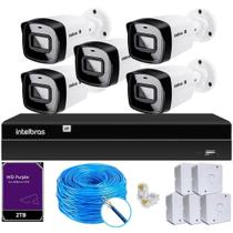 Kit CFTV Intelbras NVR 1408P 5 Câmeras IP e HD 2TB Purple