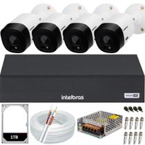 Kit Cftv Monitoramento 4 Câmeras Intelbras 1120B Mhdx 1308 1TB