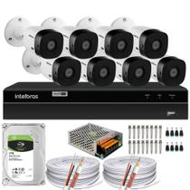Kit Cftv Monitoramento 8 Cameras Intelbras 1208 1t 200m cabo