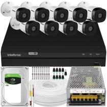 Kit Cftv Monitoramento 9 Cameras Intelbras 1120b Dvr 1216 C/HD 1TB