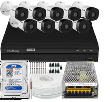 Kit Cftv Monitoramento 9 Cameras Intelbras 1120b Dvr 1216 C/HD 500gb