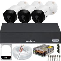 Kit Cftv Monitoramento Intelbras 4 Câmeras Vhl 1120b 20m Dvr Mhdx 04 canais hd 1TB