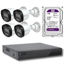 Kit CFTV Motorola DVR 4 Canais + 4 Câmeras de Segurança Bullet com Visão Noturna Full HD 2MP 1080P IP66 20 metros + HD Western Digital 1TB Purple