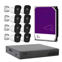 Kit CFTV Motorola/MDX DVR 8 Canais + 8 Câmeras de Segurança Bullet com Visão Noturna Full HD 2MP 1080P IP66 20 metros + HD 1TB