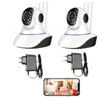 Kit CFTV Sem Fio 2 Câmeras Wifi HD 720p Robo Wireless Kit CFTV Sem Fio 2 Câmeras Wifi HD 720p Robo Wireless