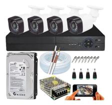 Kit Cftv Vigilância 4 Câmeras Infra Ahd Dvr P2p + Hd 500 Gb