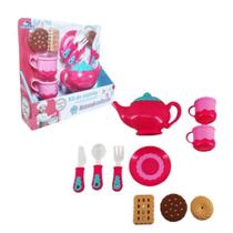 Kit Chá Brincando na Cozinha Bule e Xícaras Infantil Brinquedo Faz de Conta Menina