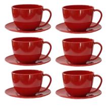 Kit Chá Capuccino180ml (ACRILICO) Mesa posta 6 Xicaras e 6 Pires Redondos ( Plástico)