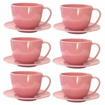 Kit Chá Capuccino180ml (ACRILICO) Mesa posta 6 Xicaras e 6 Pires Redondos ( Plástico)