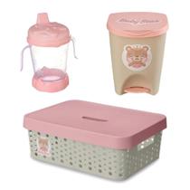 Kit Chá De Bebê Com Caixa 11 Litros - Copo - Lixeira - Usual