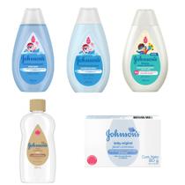 Kit Chá de bebê Johnsons 5 itens sh+cond+sab+barra+oleo