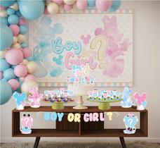 Kit Chá Revelação 39 Itens Painel + Enfeites + Faixa