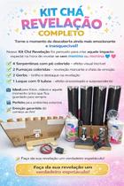 Kit chá revelação 4 serpentina e pó, 2 fumaças, 2 gerbs e 1 leque de fumaça 9 tubos