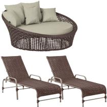 Kit Chaise Hungria e Espreguiçadeiras Catar Corda Náutica Alumínio Trama Original