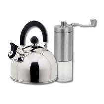 Kit Chaleira 2L Apito Moedor Café Grãos Gourmet Inox Manual