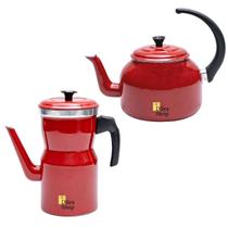 Kit Chaleira Bule Cafeteira Grande Para Café Chá Em Alumínio Kit Chaleira Bule Cafeteira Grande Para Café Chá Em Alumínio