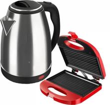 Kit Chaleira Bule Elétrica + Sanduicheira Chapeira Inox 220w Kit Chaleira Bule Elétrica + Sanduicheira Chapeira Inox 220w