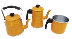 Kit Chaleira, Bule, Fervedor Amarelo Pigmentado Docesar