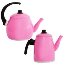 Kit Chaleira E Bule Gulê Alumínio 2 Peças Rosa