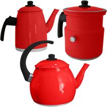 Kit Chaleira E Bule Gulê Alumínio 2 Peças Vermelho Kit Chaleira E Bule Gulê Alumínio 2 Peças Vermelho
