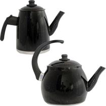 Kit Chaleira E Bule Gulê Em Alumínio 2 Peças Preta