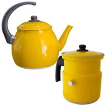 Kit Chaleira E Leiteira Gulê Alumínio 2 Peças Amarelo