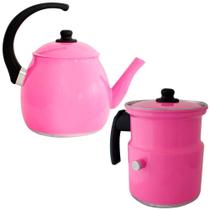 Kit Chaleira E Leiteira Gulê Alumínio 2 Peças Rosa