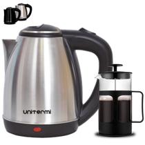 Kit Chaleira Elétrica 1,8L + Cafeteira Prensa Francesa 350 ML Manual Cremeira Cantinho do Café