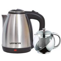 Kit Chaleira Elétrica Inox Cromada 1,8 L 110V com Jarra Infusora Inox ou Preta 750 ML Kit Chaleira Elétrica Inox Cromada 1,8 L 110V com Jarra Infusora Inox ou Preta 750 ML