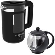 Kit Chaleira Elétrica Inox e Vidro 1,5 L 110V com Jarra Infusora Inox ou Preta 750 ML