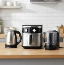 Kit Chaleira Inox Basic 1,8l + Fritadeira Elétrica Titanium 6,5l + Mini Processador Basic KOTI - 110V