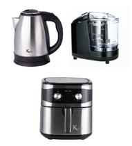 Kit Chaleira Inox Basic 1,8l + Fritadeira Elétrica Titanium 6,5l + Mini Processador Basic KOTI - 220V Kit Chaleira Inox Basic 1,8l + Fritadeira Elétrica Titanium 6,5l + Mini Processador Basic KOTI - 220V
