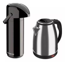 Kit Chaleira Jarra Elétrica 1,8 220v + Garrafa Térmica 1 Litro Verona Preta Kit Chaleira Jarra Elétrica 1,8 220v + Garrafa Térmica 1 Litro Verona Preta