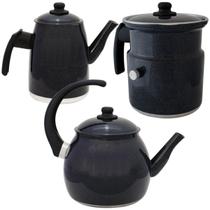 Kit Chaleira Leiteira E Bule Gulê Alumínio 3 Peças Grafite Kit Chaleira Leiteira E Bule Gulê Alumínio 3 Peças Grafite