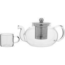 KIT CHALEIRA XICARAS 10x20x13cm 750 70ml BOROSILICATO TRANSP 7PÇ