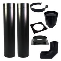 Kit cham preto 10pol 2M completo c/chapeu Canhão/curva 90 Kit cham preto 10pol 2M completo c/chapeu Canhão/curva 90
